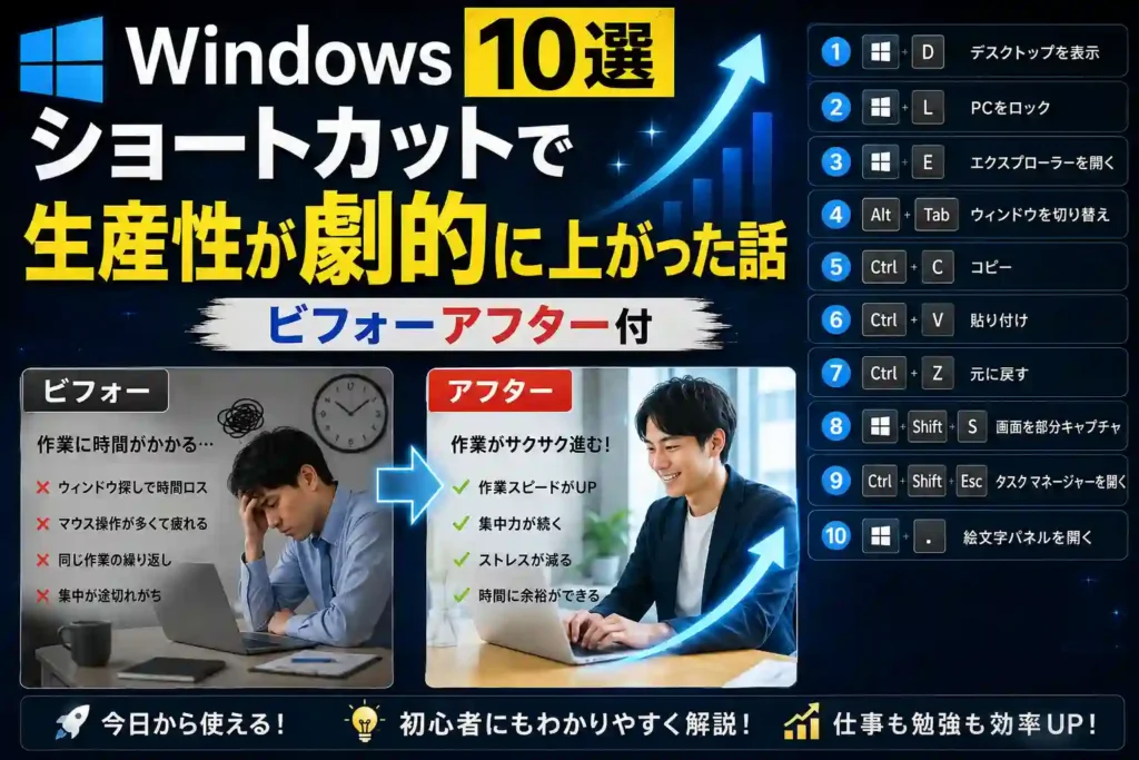 Windowsショートカット10選で生産性が劇的に上がった話
